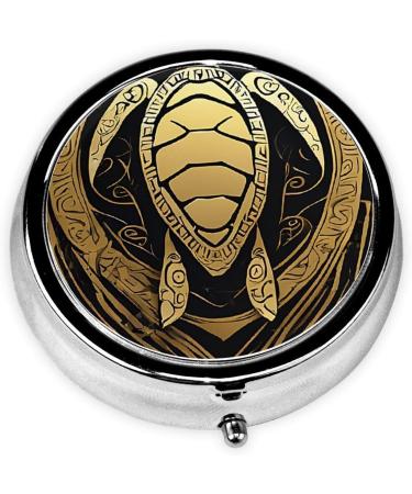 Hawaiian Tapa Honu Turtle Mini Round Pill Box | 3 Compartment Travel Organizer | Portable Pill Case for Home & Office - Buy Online on GoSupps.com