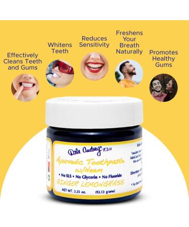 Buy Ayurvedic Mineralizing Toothpaste for Sensitive Teeth | Organic Ginger Lemongrass Flavor | Natural Vegan Teeth Whitening & Fresh Breath (3.25 Oz - Buy Online on GoSupps.com