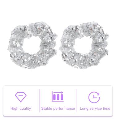 Lurrose 2-Piece Silver Sparkling Sequin Hair Ties for Girls | Hair Tendrils Holders & Rubber Bands - Buy Online on GoSupps.com