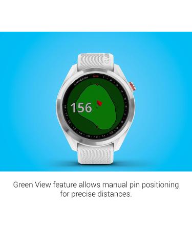 Garmin Approach S42 GPS Golf Smartwatch | Lightweight 1.2 Touchscreen | 42k+ Preloaded Courses | Silver Ceramic Bezel | White Silicone Band - Buy Online on GoSupps.com