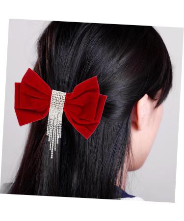 Beaupretty Crystal Decor hairpin bowknot headwear hair bows big hair bow barrette red hair for women Crystal Hair Bow Barrettes hair bow tie French rhinestones clip Wedding Hair Accessories - Buy Online on GoSupps.com