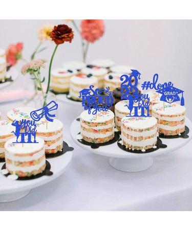 Pack of 24 Graduation Cake Decorations Graduation Cupcake Toppers Graduation Cake Decorations Cake Toppers for Graduation Parties Graduation Proms Dark Blue - Buy Online on GoSupps.com