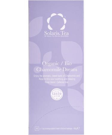 Solaris Tea - Organic Chamomile Dream | 100% Organic Whole Leaf Tea | Certified Vegan | 40x Biodegradable Stitched Teabags (1 x 60 g) - Buy Online on GoSupps.com