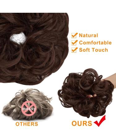 OMGREAT 2PCS Dark Auburn Updo Messy Hair Buns Curly Wavy Ponytail Extensions - Buy Online on GoSupps.com