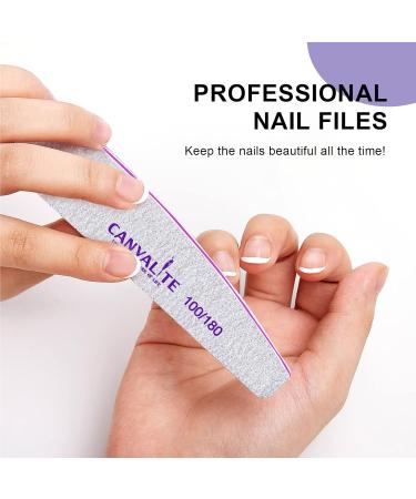 Canvalite 100 Professional Nail Files - Double-Sided Grit 100/180 Acrylic Gel for Manicure & Pet Care - 100PCs Lune - Buy Online on GoSupps.com