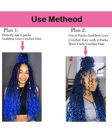 8 Packs New Goddess Locs Crochet Hair 22 inch Blue River Boho Faux Locs - 8 packs/lot (T1B/Blue) - Buy Online on GoSupps.com
