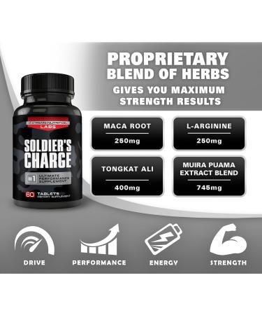 Soldier's Charge - #1 Men's Performance Enhancer for Size Strength & Energy - Boost Male Vitality Today - Buy Online on GoSupps.com