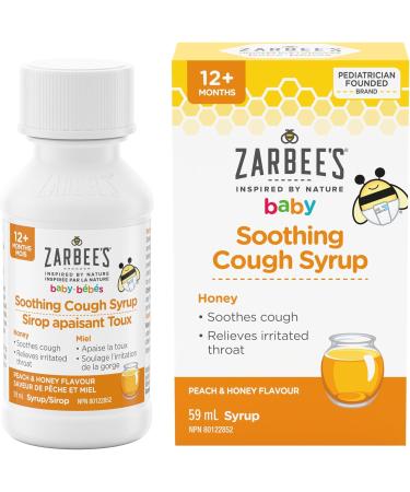 Zarbee's Children's Cough + Mucus Syrup Zinc Honey Elderberry & Baby Soothing Cough Syrup Sore Throat Relief Naturally Sourced Honey Dye-Free Peach & Honey Flavour 59 mL Mucus Syrup + Cough Syrup - Buy Online on GoSupps.com