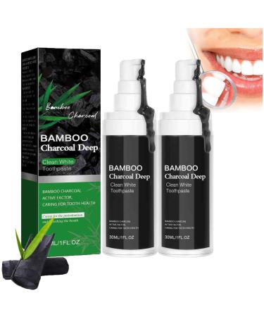 BAMBOO Charcoal Deep Toothpaste Aktivo -Coal brightening toothpaste Activated Carbon Teeth Whitening Toothpaste Deep Clean White Toothpaste Scaling Mousse Fresh Breath Remove Tooth Stains (2PC)