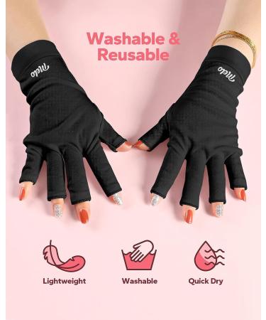 Meto UV Nail Gloves - UPF50+ Professional Fingerless UV Light Gloves for Gel Nails and Skin Protection (Black) - Buy Online on GoSupps.com