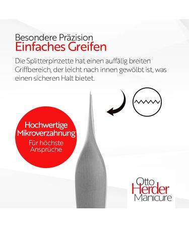 Otto Herder Manicure Splinter Tweezers 9.3 cm - Stainless Steel Pointed Tip Precision Tweezers for Flawless Grooming - Buy Online on GoSupps.com