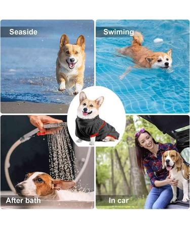 OWBB Extra Suction Dog Bath Towel & Bathrobe - Fast Drying Pet Coat with Adjustable Straps (Black XS) | Ideal for Dogs & Cats - Buy Online on GoSupps.com