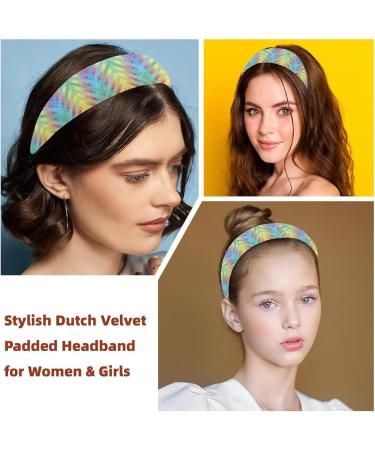 Headbands Women Hair Head Bands 2 Pieces Wide Top Turban Velvet Hair Bands Elastic Headband Neon Wavy Stripes Pixel Art Pattern Fashion Head Wrap 2 Size Multi-colored 4 - Buy Online on GoSupps.com
