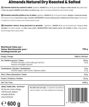 Natural dry roasted and salted almonds - Buy Online on GoSupps.com