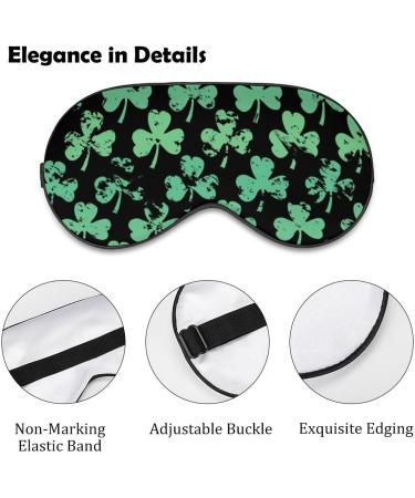 Retro Green Clover Pattern Sleep Mask - Adjustable Strap Eye Cover for Blocking Light, Ideal for Travel, Naps - Men and Women - Buy Online on GoSupps.com