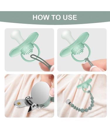 Sage Cream White Silicone Pacifier Clip Holder Set - 2 Pack | Soft & Flexible Binky Clips for Boys & Girls - Baby Newborn Essentials, Birthday Christmas Shower Gift - Buy Online on GoSupps.com