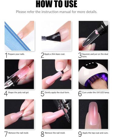 Poly Acrylic Gel Long Lasting Low Odor No Pain Professional Transparent Nail Glue Gel for False Nail Tips and Rhinestone Extension Gel for Nail Art UV/LED Lamp Required 0.5oz - Buy Online on GoSupps.com