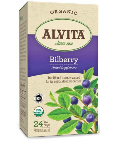 Alvita Organic Bilberry Herbal Tea - Made with Premium Quality Organic Bilberry Fruit, And Zesty Fruity Flavor and Aroma, 24 Tea Bags