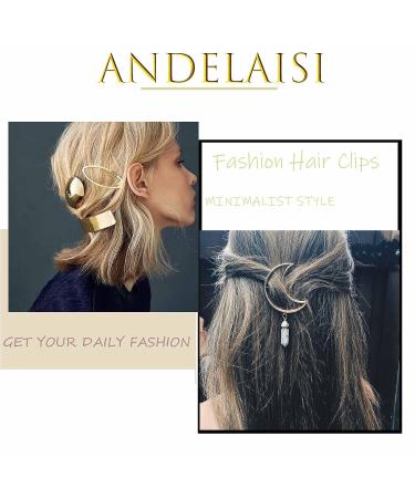 Andelaisi Boho Moon Hair Clip - Vintage Silver Crescent Moon Barrette for Women and Girls - Buy Online on GoSupps.com
