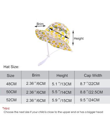 LANGZHEN Beach Sun Protection Hat for Baby Girls - Adjustable Wide Brim Toddler Kids Hat with Chin Strap, White Lemon (6-12 Months) - Buy Online on GoSupps.com