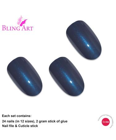 Buy False Nails Bling Art Grey Pearly Oval - 24 Medium Tips | High-Quality Artificial Nails for Elegant Nail Art - Buy Online on GoSupps.com