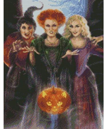 5D DIY Halloween Diamond Painting Kit - Three Pumpkin Witches Cross Stitch Embroidery for Adults - Buy Online on GoSupps.com