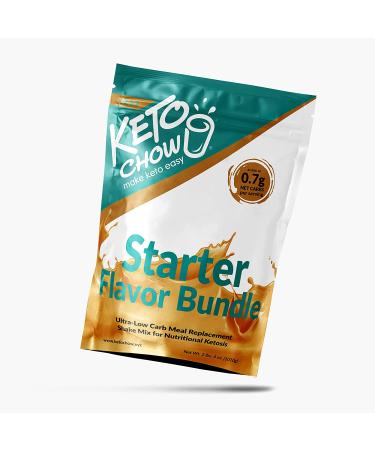 Keto Chow Variety Starter Bundle - Nutritionally Complete Shake Powder for Low Carb Diet | Delicious Meal Substitute | Protein Rich Keto Food with Customizable Fat | Single Meal Samples - Buy Online on GoSupps.com