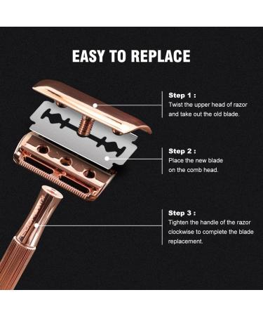 Shop Premium Rose Gold Safety Razor & 10 Double-Edged Blades | International Shipping Available - Buy Online on GoSupps.com