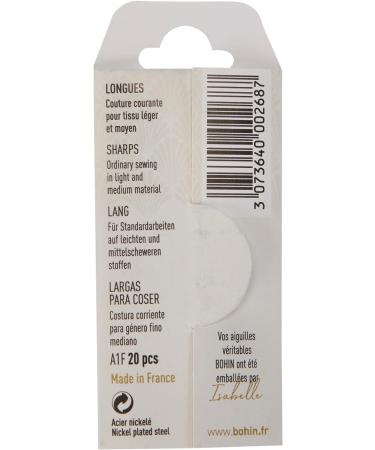 Bohin Sharps Hand Needles Size 3/9 - 20 Pack - Buy Online on GoSupps.com