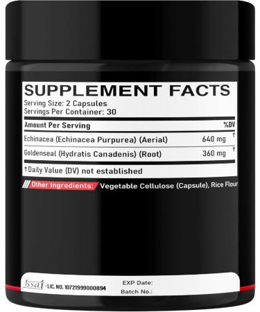 1000mg Echinacea Goldenseal Capsules - Support Immune System, Well-Being & Overal Health - 60 Veggie Capsules - Non-GMO, Gluten-Free 60 Count (Pack of 1) - Buy Online on GoSupps.com