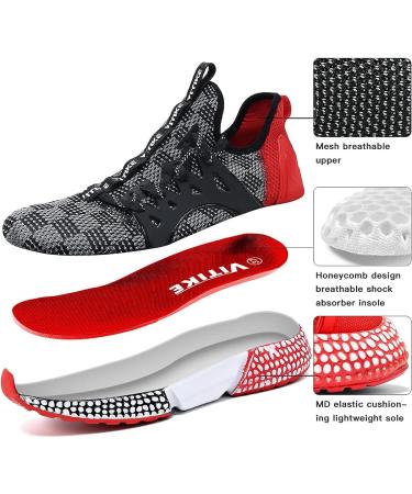 WETIKE Kids Mesh Slip On Running Sneakers - Energy Red Plaid | Lightweight & Breathable - Buy Online on GoSupps.com