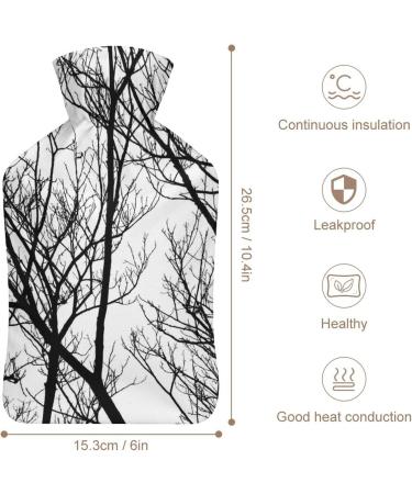 Black Branches Hot Water Bottle with Plush Cover | Hand Warmer for Adults & Children | 26.5x15.3cm - International Shipping - Buy Online on GoSupps.com