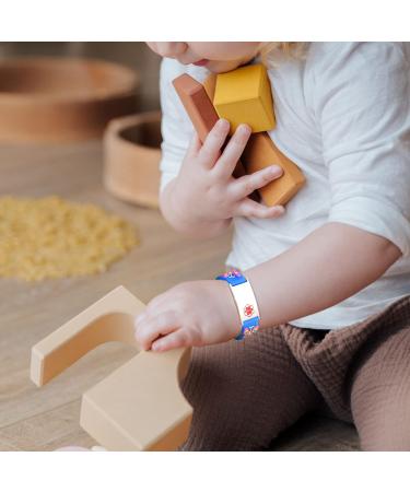 Customized Kids Safety ID Wristband | Personalized Medical Alert Bracelet for Boys & Girls | Outdoor Anti-Lost Bracelet with Cartoon Pattern | Blue Silver Butterfly Design - Buy Online on GoSupps.com