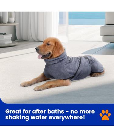 Happy Hachi Microfiber Dog Bathrobe Towel - Super Absorbent Fast Drying & Washable for Small Medium & Large Dogs/Cats (Gray Size S) - Ideal Dog Beach Towel - Buy Online on GoSupps.com