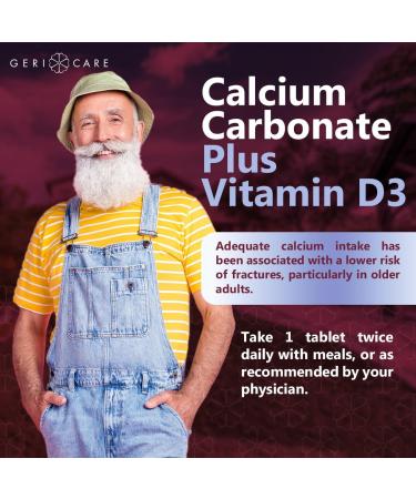 GeriCare Calcium 600mg, Vitamin D 10mcg (400 IU) Tablets, Supports Bone Health, Nutritional Supplement, 100 Count (Pack of 1) 100 Count (Pack of 1) Calcium 600mg - Vitamin D 10mcg - Buy Online on GoSupps.com