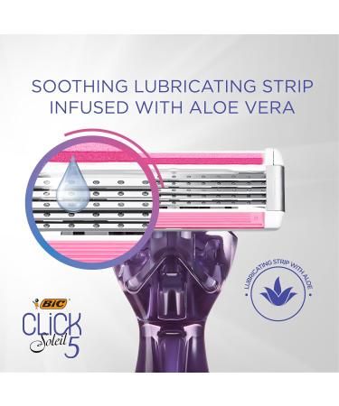 Bic Click 5 Soleil Women's Razor Refills - 3 Blades, Lubricating Strip - Purple, 4 Cartridges - Buy Online on GoSupps.com