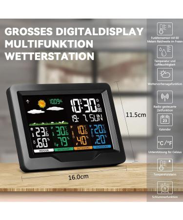 Oule GmbH Weatherstation Funk - 3 Outdoor Sensors Indoor/Outdoor Thermometer Hygrometer & Weather Forecast - DCF Radio Clock - International Shipping Available - Buy Online on GoSupps.com