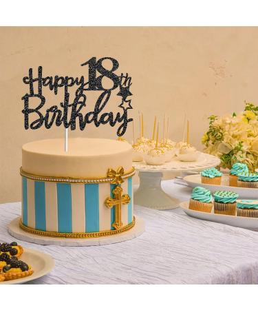 Tenhaisi Glitter Black Happy 18th Birthday Cake Topper 18th Birthday Party Decoration - 18 and Fabulous Birthday Topper for Cake - Cheers To 18 Years Wedding Anniversary/Birthday Party Decoration - Buy Online on GoSupps.com