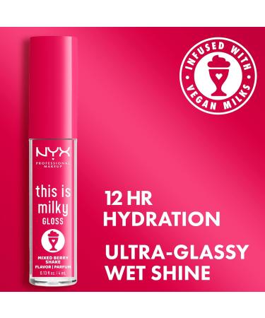 NYX Professional Makeup Milky Gloss Lip Gloss - Mixed Berry Shake (Raspberry) 12-Hour Hydration, Vegan & Scented - Buy Online on GoSupps.com
