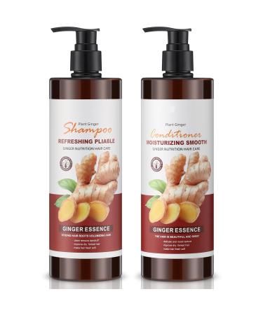 Set of 2 Shampoo and Conditioner Set 17 oz Deep Cleanser Volumizing Oil Control Shampoo and Anti Frizz Hydrating Care Conditioner for Men and Women(Ginger)