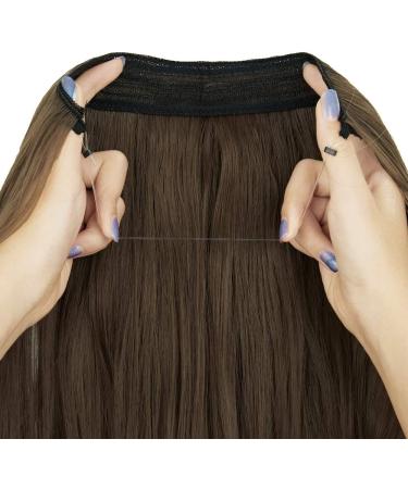 OMGREAET Brown Ombre Wavy Curly Halo Hair Extensions - Light Brown to Light Blonde - 20 Inch - Heat Friendly Fiber - No Clip - Buy Online on GoSupps.com
