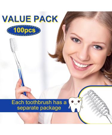 Patelai 100 Pcs Individually Wrapped Disposable Travel Toothbrushes - Soft Bristle - Ideal for Camping, Adults, Kids - Blue - Single Pack for Hotels and Guest Toiletries - Buy Online on GoSupps.com