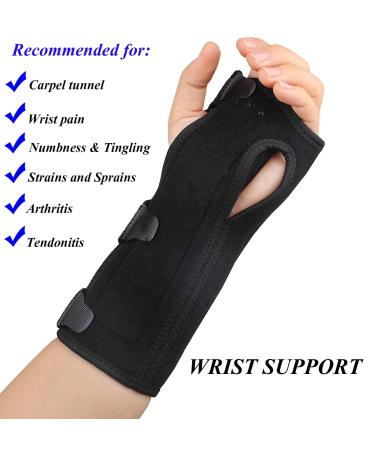Carpal Tunnel Night Wrist Brace - Adjustable Cushioned Support for Left & Right Hands Relieve Wrist Pain Black - Buy Online on GoSupps.com