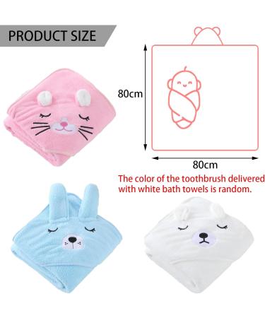 Soft Hooded Baby Towel Set - 2 Pack | Large Absorbent Bath Towels with Unique Animal Design | Perfect Newborn Essential Gift for Boys and Girls | White - Buy Online on GoSupps.com
