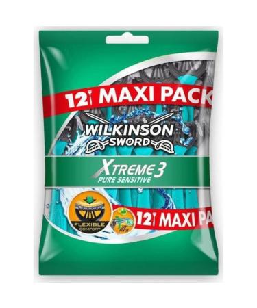 Wilkinson Sword Xtreme 3 Pure Sensitive Comfort Disposable Razors for Men Pack of 12 (Packaging May Vary) 12 pieces