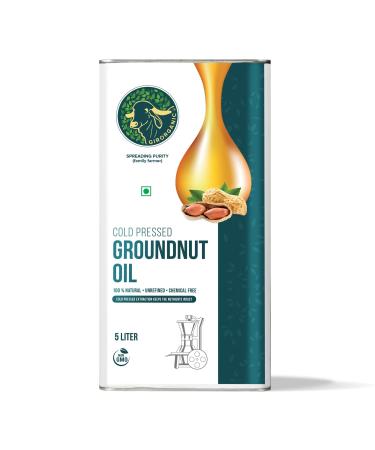 GirOrganic Peanut Oil | Natural Kolhu Wood Pressed | 169oz (Kacchi Ghani/ Cold Pressed Peanut Oil) (169 oz) 169 Fl Oz (Pack of 1)