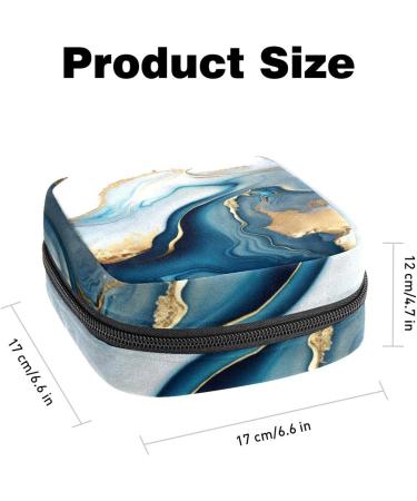 Stylish Menstruation Pad Bag with Zipper Abstract Blue & Gold Marble Sanitary Napkin & Tampon Storage for Women & Girls - Buy Online on GoSupps.com