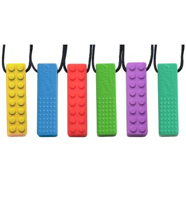 Tilcare Chew Chew Sensory Necklace  Best for Kids or Adults That Like Biting or Have Autism  Perfectly Textured Silicone Chewy Toys - Chewing Pendant for Boys & Girls - Chew Necklaces (6-Pack) 6 Count (Pack of 1)