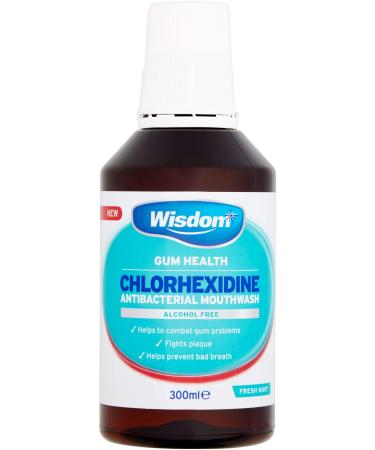 Wisdom Chlorhexidine Mouthwash - Fresh Mint - Alcohol Free (1 x 300ml Bottles) 300 ml (Pack of 1)