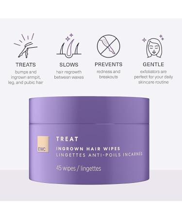 European Wax Center Ingrown Hair Wipes - AHA & BHA Exfoliating Skin Care for Bikini Area Razor Bumps & Ingrown Hairs - 45 Moisturizing Wipes for Men & Women - Buy Online on GoSupps.com